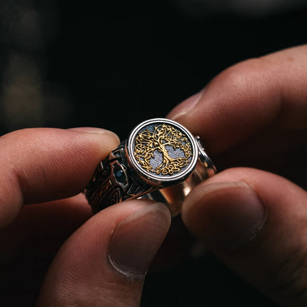 HANDMADE SILVER CELTIC SON OF THE FOREST RING WITH GOLD WRAPPING